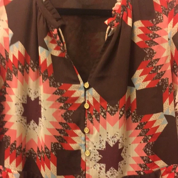 LOFT Patchwork Tie Neck Pocket Dress - Picture 6 of 7